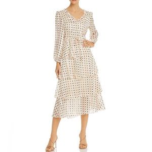 O.P.T. Cream Polka Dot Ruffle-Tier Empire-Waist Dress Cream